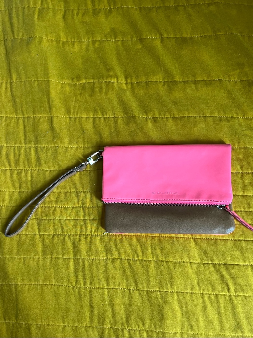 Banana Republic Pink and Brown Wristlet Clutch